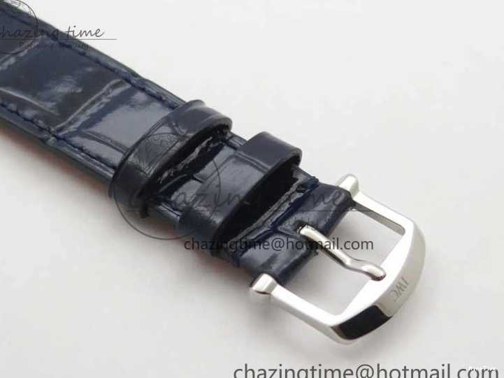 MIROTIME 0429 Portofino 37mm SS V7F 1:1 Best Edition Blue Dial Diamonds Bezel on Blue Leather Strap A Chic 7093